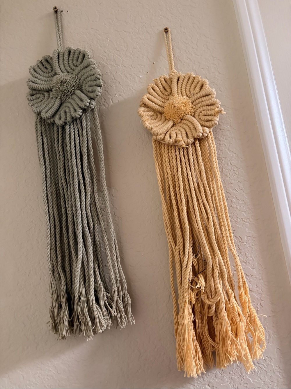 Handmade Macramé Wall Hanging - Sage Green and Mustard